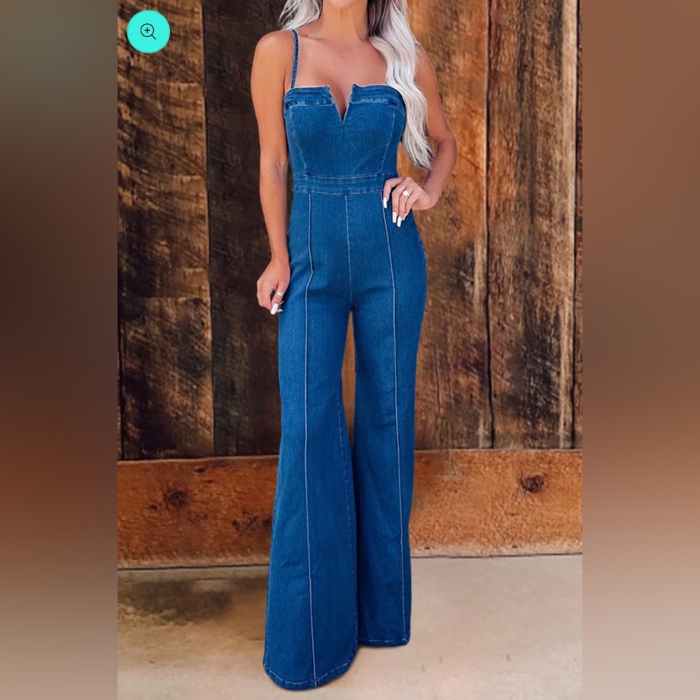 Denim flare jump suit. Size medium